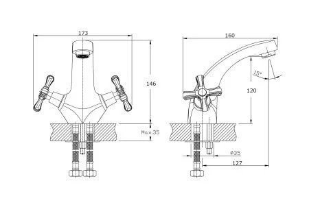 Смеситель для раковины RUSH Bianki (BI7650-11)