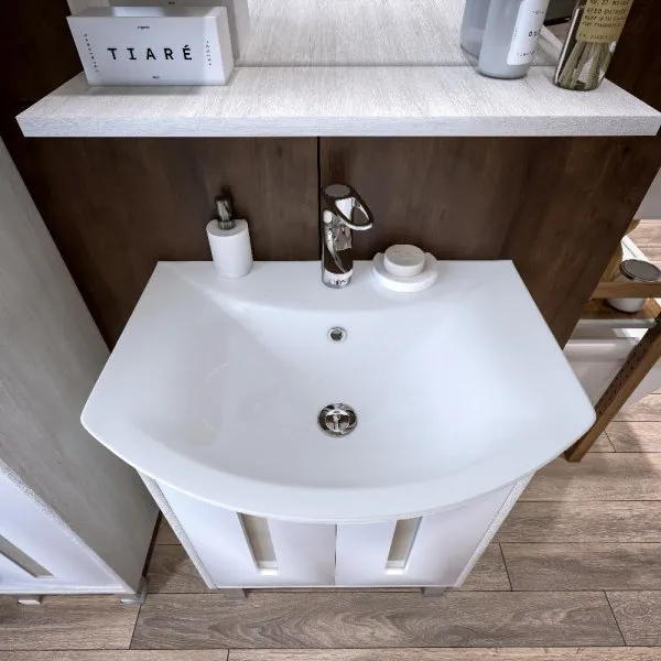 Тумба под раковину напольная Бриклаер БАЛИ светлая лиственница/белый, 60 см