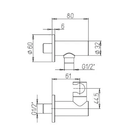 Вывод для воды PAINI 50KQYOLJ48IN0TGGT круглый, с держателем для лейки, чёрный YO