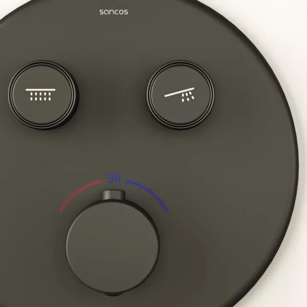 Душевой комплект SANCOS Space встраиваемый c термостатическим смесителем, цвет черный матовый ,  SC3006MB