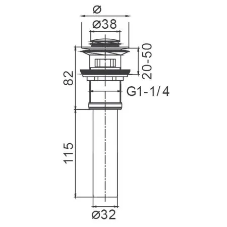 Донный клапан для раковины с переливом Frap F66-2, хром
