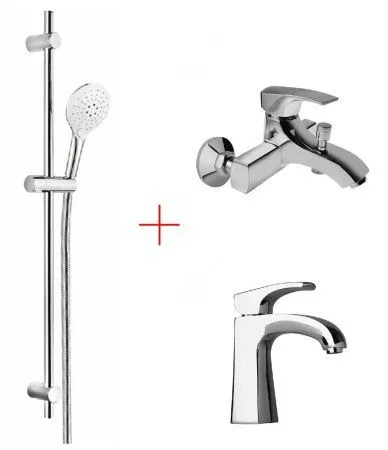 Комплект смесителя 3в1 Paini Angel ANWNCRIUSEKJT4WY3VZR1BYWR для раковины и ванны с душевым комплектом, хром