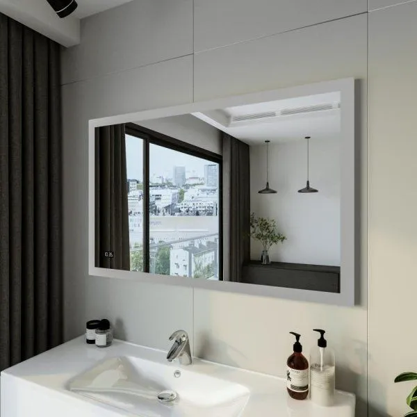 Зеркало Бриклаер Вега 125 LED подсветка на взмах руки, часы