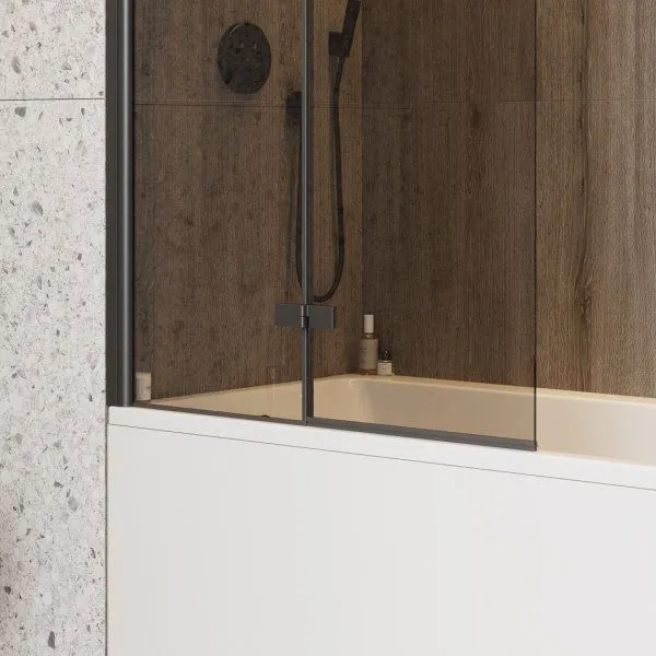 Шторка на ванну Teymi Anni S 1400х1000, тонированное стекло, профиль черный матовый T00281