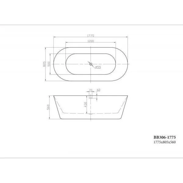 Акриловая ванна BelBagno BB306-1775 1775х805 белый