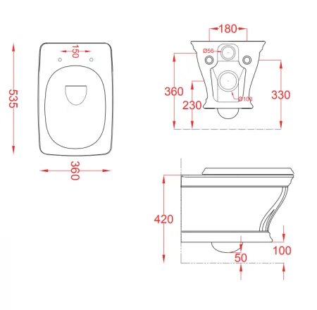 Унитаз подвесной ArtCeram Civitas CIV001 34;00 серый