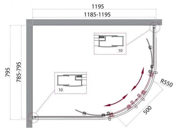 Душевой уголок BelBagno Uno UNO-195-RH-2-120/80-C-Cr прозрачное стекло