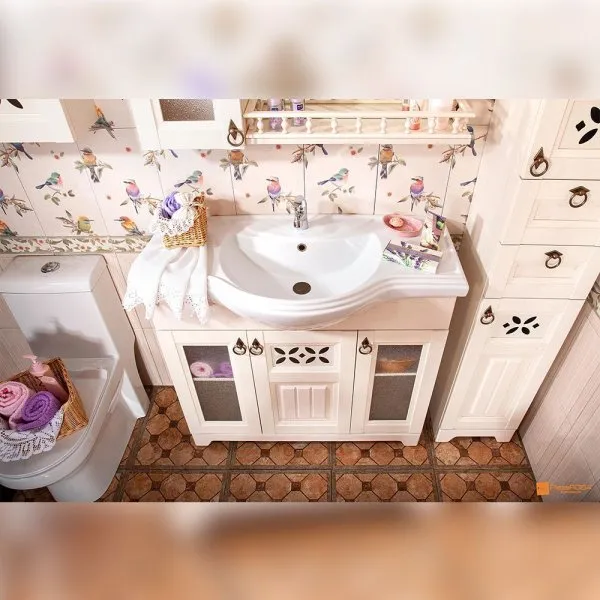 Тумба под раковину напольная Бриклаер КАНТРИ бежевый дуб прованс, 105 см