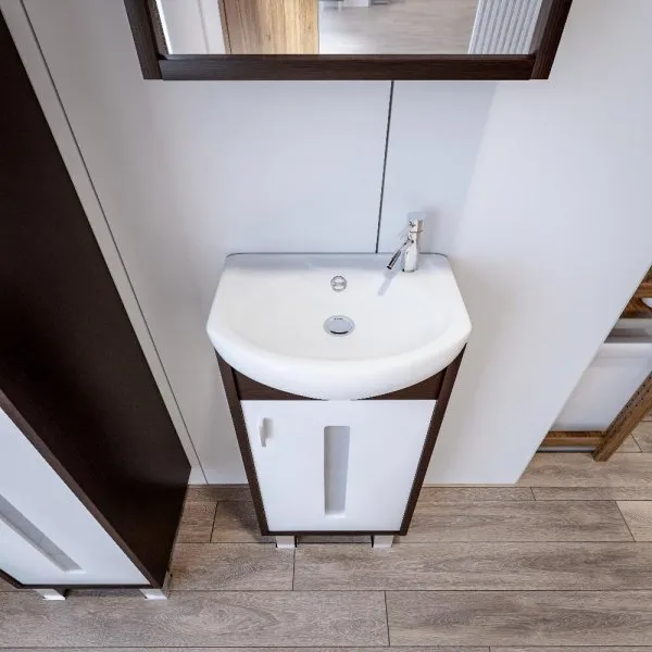 Тумба под раковину напольная Бриклаер БАЛИ правая венге/белый , 40 см