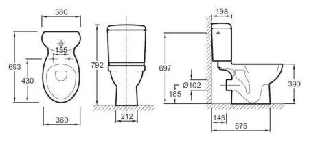 Унитаз-компакт Jacob Delafon Patio 4101G-00