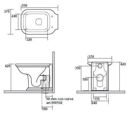 Чаша для унитаза приставного Kerasan Waldorf 411801bi