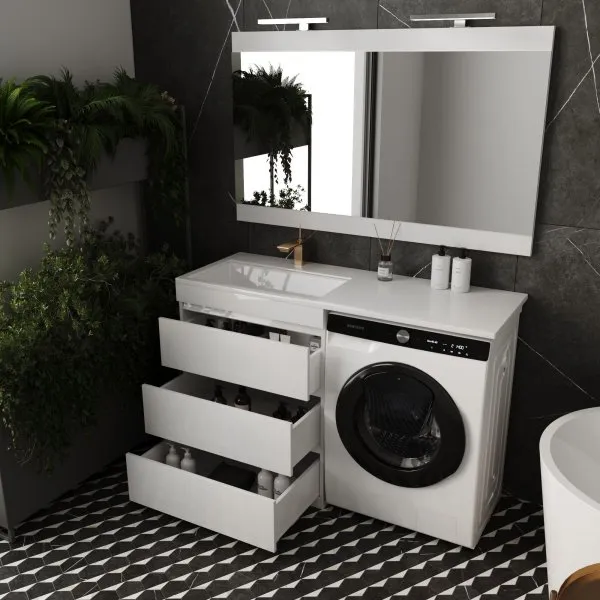 Тумба напольная "Даллас 130", 3 ящ., Люкс белая, PLUS Style Line СС-00000558