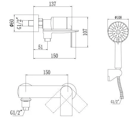 Смеситель для ванны Savol (S-601808)