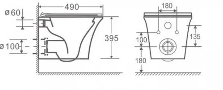 Унитаз подвесной CeramaLux 2622E, Бело-Глянцевый