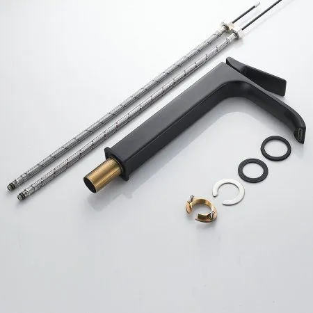 Смеситель для раковины однорычажный с гайкой Shevanik S4011H, Черный