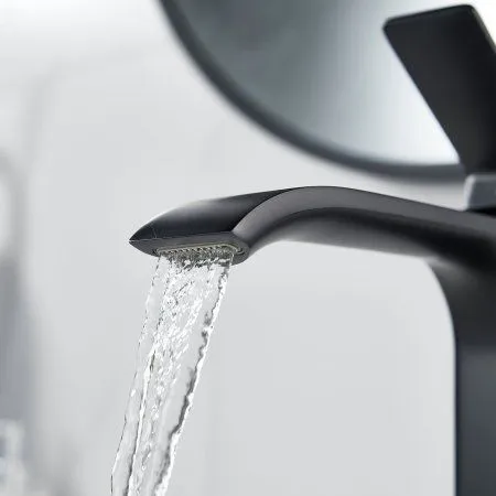 Смеситель для раковины однорычажный с гайкой Shevanik S4011H, Черный