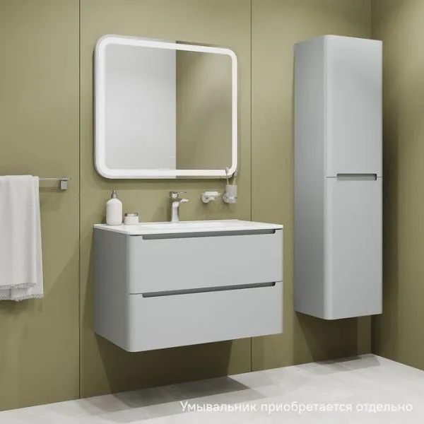 Тумба подвесная, 80 см, светло-серый, Edifice, IDDIS, EDI80L0i95 подходит умыв. 0108000i28