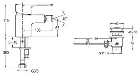 Смеситель Jacob Delafon July E16028-4-CP для биде