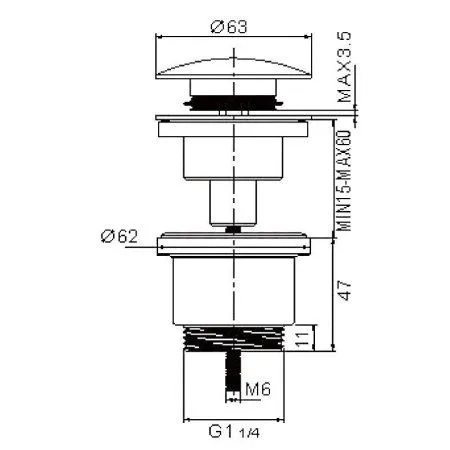 Донный клапан Rose RSBV31JST оружейная сталь