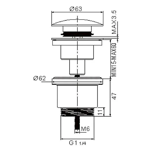 Донный клапан Rose RSBV31JST оружейная сталь