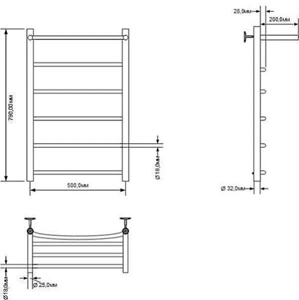Полотенцесушитель водяной Aquanet Romeo с полкой 800x500 с полкой, хром