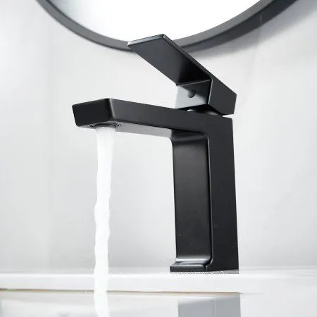 Смеситель для раковины однорычажный с гайкой Rose R1801H-1, Черный