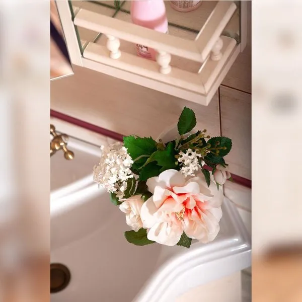 Тумба под раковину напольная угловая Бриклаер КАНТРИ бежевый дуб прованс, 60 см