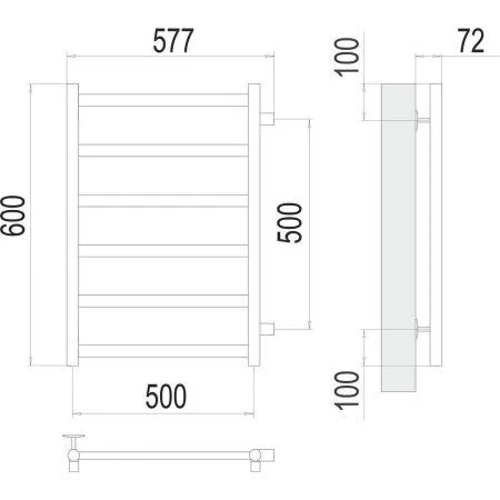 Полотенцесушитель водяной (боковое подключение) Terminus Аврора П6 50х60 4670078529886, хром