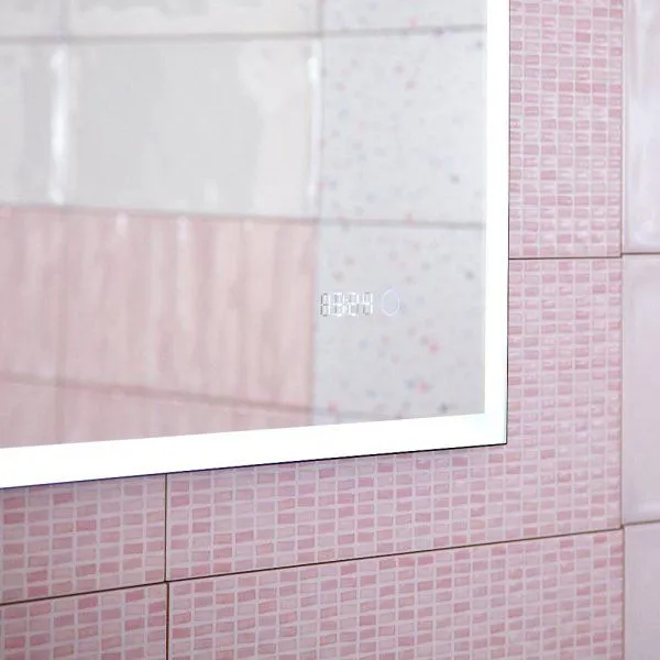 Зеркало Бриклаер ЛОФТ 60 см, сенсор на зеркале бесконтактный, часы