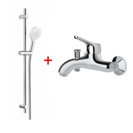 Комплект смесителя 2в1 Paini Bios 05NECRFGSEKTT1BO2VHT1BMUR для ванны с душевым комплектом, хром