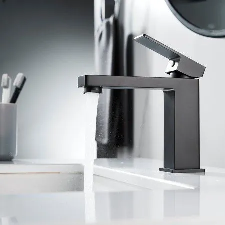 Смеситель для раковины однорычажный с гайкой Shevanik S9601H, Черный