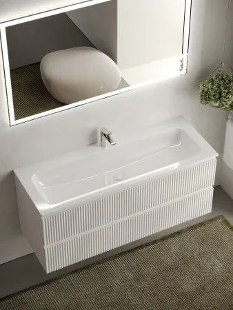 Тумба подвесная SANCOS Snob R 1195х445х500, c двумя ящиками оснащенными доводчиками, Bianco, SNR120W