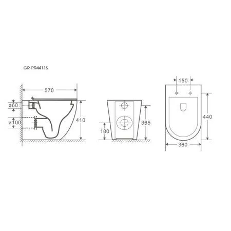 Унитаз подвесной Grossman GR-PR4411S безободковый, с тонкой крышкой-сидением