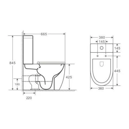 Унитаз-компакт OWL 1975 Vind Cirkel-GL OWLT190301 микролифт