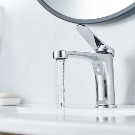 Смеситель для раковины однорычажный с гайкой Shevanik S6201, Хром