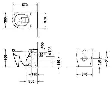 Унитаз приставной Duravit Starck 2 21280900001 WG антигрязевое покрытие