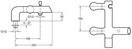 Смеситель Jacob Delafon Toobi E8964-CP для ванны с душем - купить в Москве по низкой цене в интернет-магазине с доставкой по всей России | HITsant Смеситель Jacob Delafon Toobi E8964-CP для ванны с душем