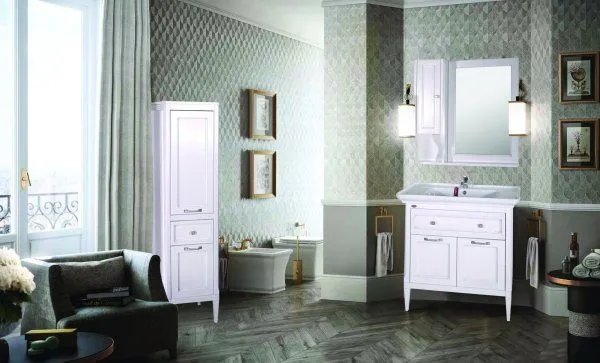 Зеркало ASB-Woodline Гранда 60 Белый Патина Серебро (11483/1)