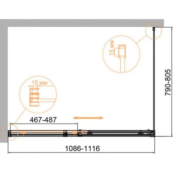 Душевой уголок Cezares Duet Soft DUET SOFT-M-AH-1-110/80-C-Cr прозрачное стекло/ профиль хром