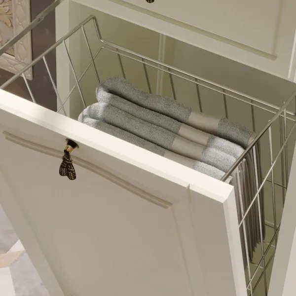 Пенал Opadiris Риспекто 40, с бельевой корзиной, цвет слоновая кость, левый, вар. 2