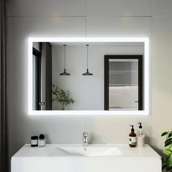 Зеркало Бриклаер Вега 125 LED подсветка на взмах руки, часы