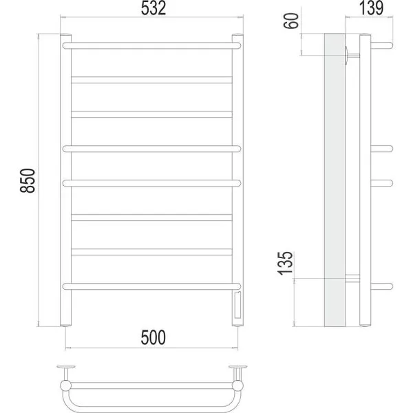 Полотенцесушитель электрический Terminus Евромикс П8 50х85 4670078531292, хром