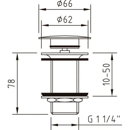 Донный клапан Clever 97395 без перелива, хром