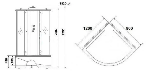 Душевая кабина Niagara NG- 3320-14R 120х80 с гидромассажем