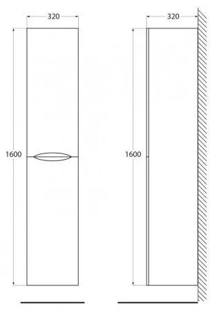Шкаф-пенал BelBagno Acqua ACQUA-1600-2A-SC-BL-P 32 подвесной, bianco lucido