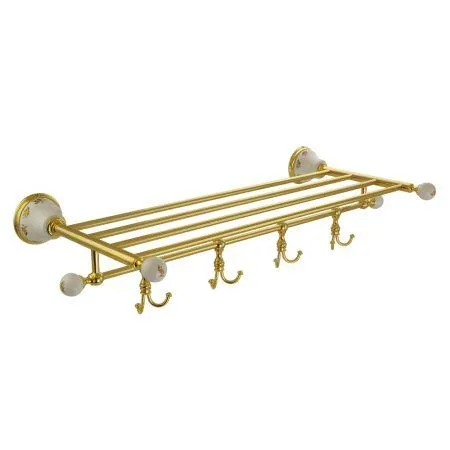 Полка Migliore Provance 17702 с крючками, золото