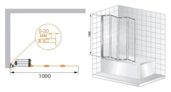 Шторка на ванну Cezares Pratico PRATICO-V-4-100/140-C-Cr 100 прозрачное стекло - купить в Москве по низкой цене в интернет-магазине с доставкой по всей России | HITsant Шторка на ванну Cezares Pratico PRATICO-V-4-100/140-C-Cr 100 прозрачное стекло