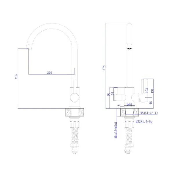 Смеситель для кухонной мойки с фильтром RUSH графит (SUS9035-37Grey)