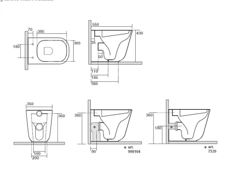Чаша для приставного унитаза Kerasan Tribeca 511801 безободковый, белый