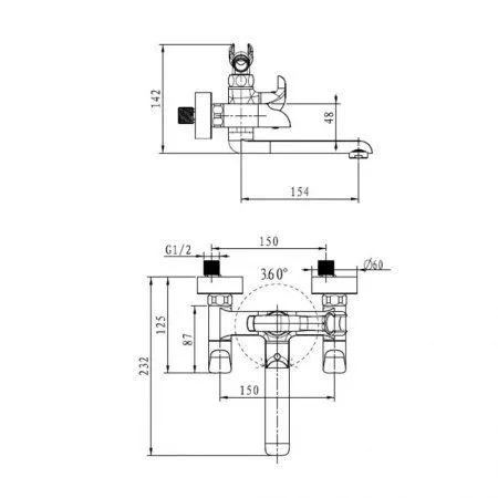 Cмеситель Kaiser Saturn 42022 для ванны с душем, хром